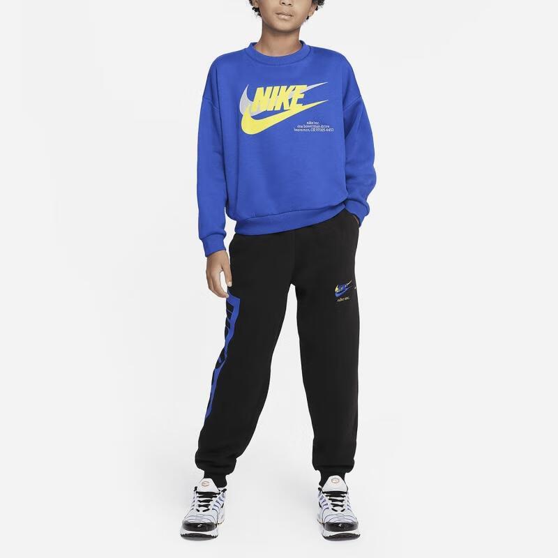 Nike Sportovní oblečení Icon Fleece Mikina s logem s písmeny Crewneck Dlouhý rukáv Dětská mikina Game-Royal DX5140-480