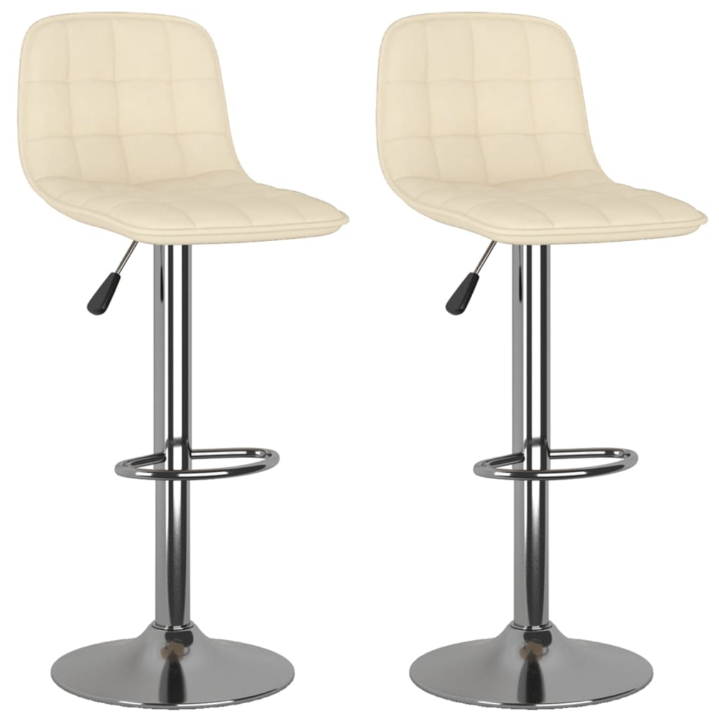 Bar Stool Set of 2 Cream Fabric