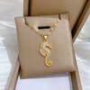 Fashion Zircon Hippocampu Seahorse Pendant Necklaces for Women Men Hip Hop Stainless Steel Chain Jewelry Gifts for Lover Friends