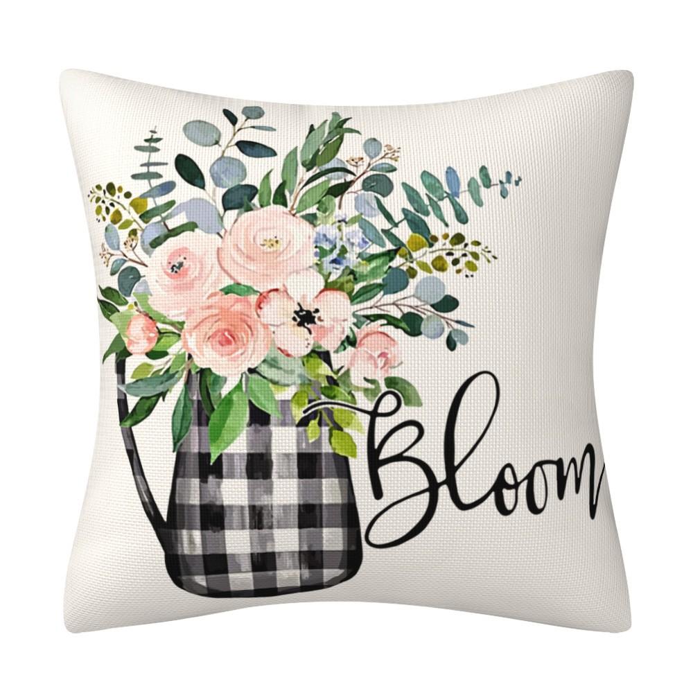 Spring Garland Plant Flower Throw Pillowcases Cotton Linen Cushion Cover For Sofa Home Living Room Fundas Para Cojines