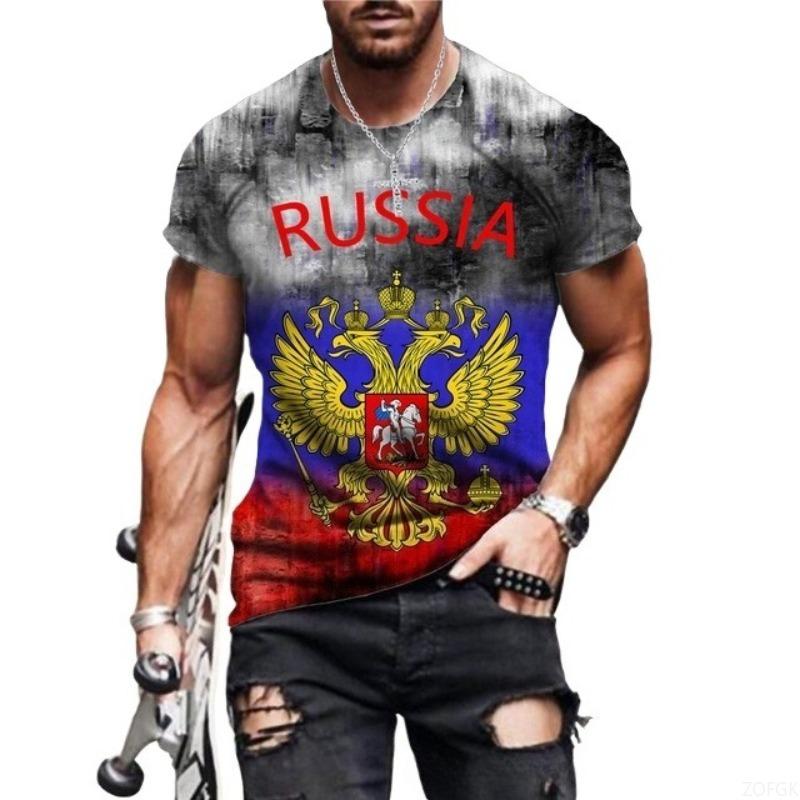 Trendy Fashionable Russian Style 3D Digital Printed Summer Short Sleeved Comfortable Casual Round Neck T-shirt