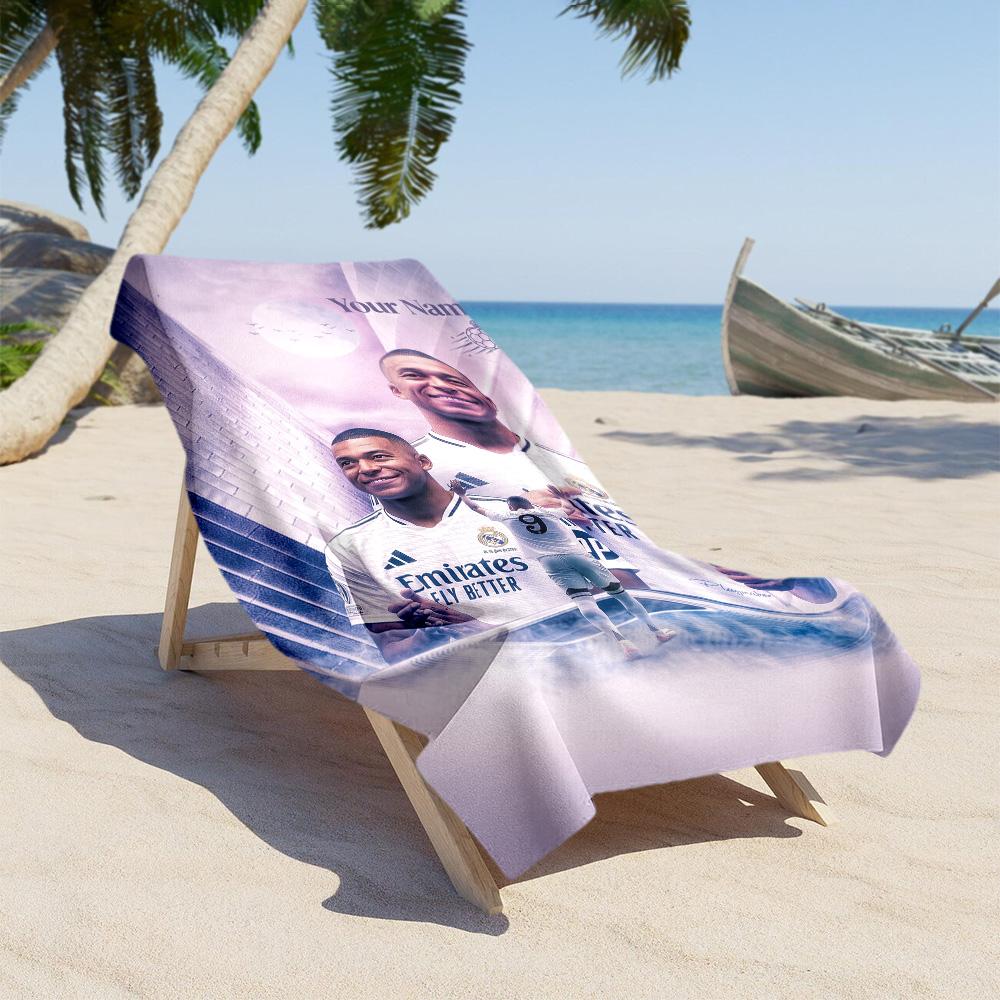 Mbappé Personalized Text Beach Towel High Absorbency & Quick-Dry Portable for SwimmingBeachCamping Travel Beach AccessoriesGym