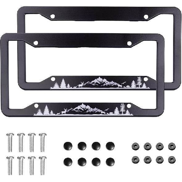 Mounta License Plate Frame 2 Pack Universal US Car Plate Holder Cover Accessories Decor With Screw For Women Man 12.3 X 6.3 Inch