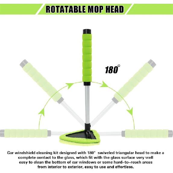 Windshield Cleaning Tool, Microfiber Car Window Cleaner with 4 Reusable and Washable Microfiber Pads and Extendable Handle Deals