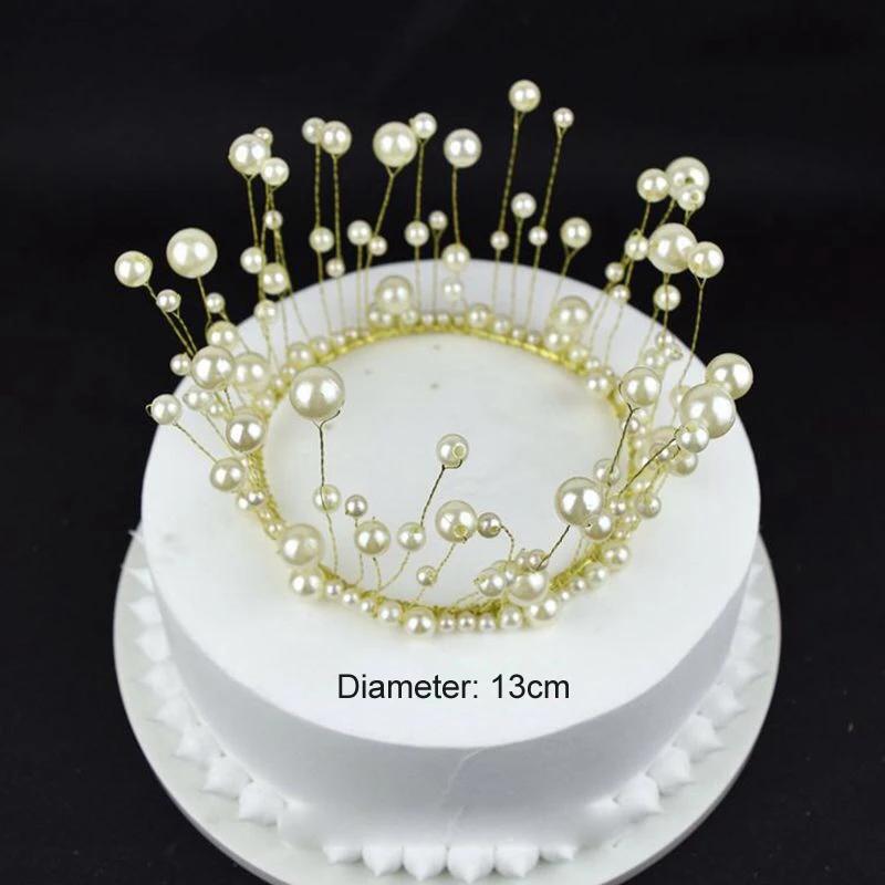 

Exquisite cake baking decorative bride Eurostyle alloy lace crown birthday accessories Queen large round tiara cake topper