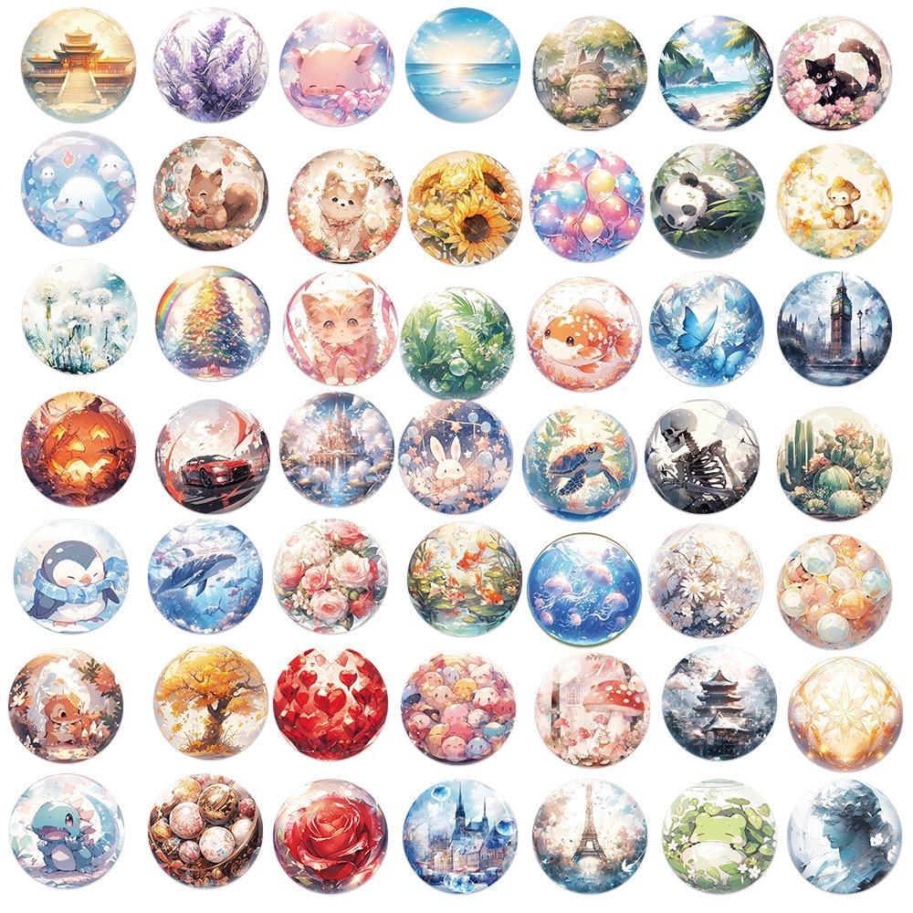 10/50Pcs World in Glass Ball Stickers Glass Ball Crystal Ball Graffiti Stickers for DIY Luggage Laptop Skateboard Motorcycle Bicycle Stickers