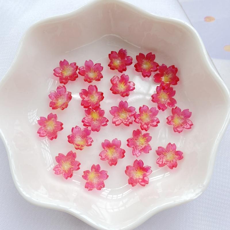 20Pcs New Cute Resin Mini Transparent Colored Flowers Series Flat Back Parts Embellishments For Hair Bows Accessories