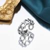 Adjustable Open Ring In Vintage Style With Floral Motif Sterling Unisex Jewelry