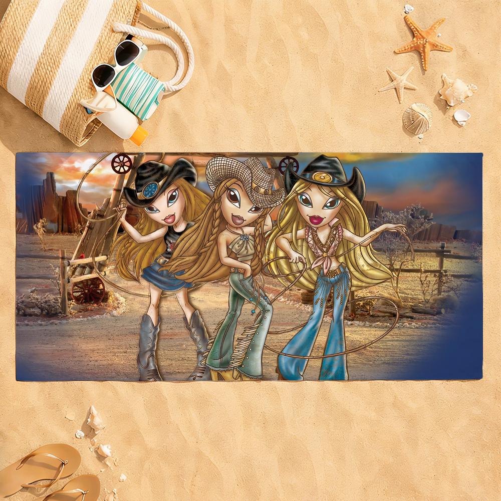 Fashion Doll B-Bratz-S Y2K Towel Quick Dry Absorbent Beach Towel for Sports, Fitness, Swimming and Outdoor Activities