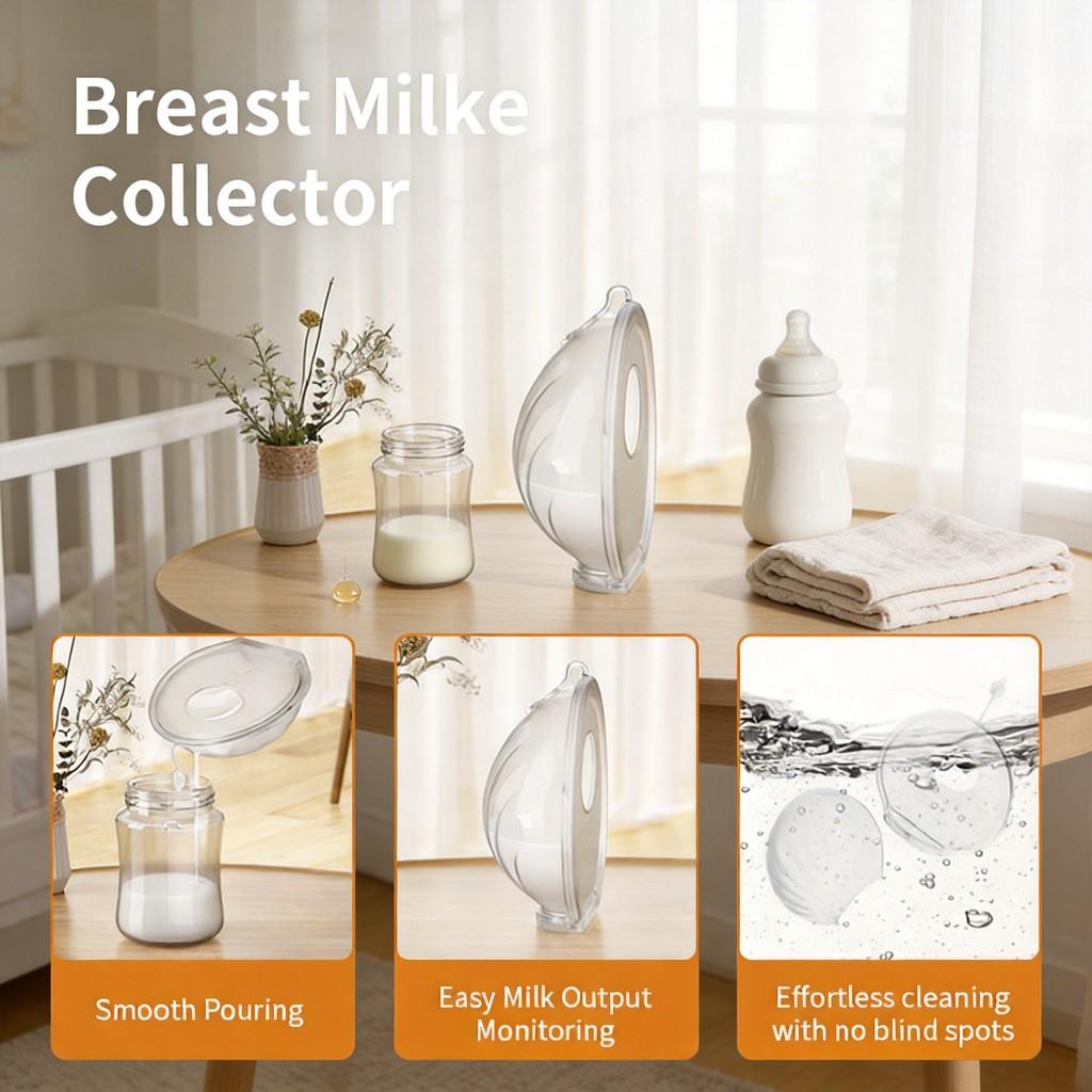 Breastfeeding Milk Collector With Waterproof Silicone For Handsfree Nursing And Leak Prevention