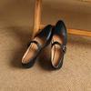 Krazing Pot Sheepskin Autumn Winter Shoes Buckle Straps Low Heels Mary Janes Size 40 Round Toe Brown Color Pumps