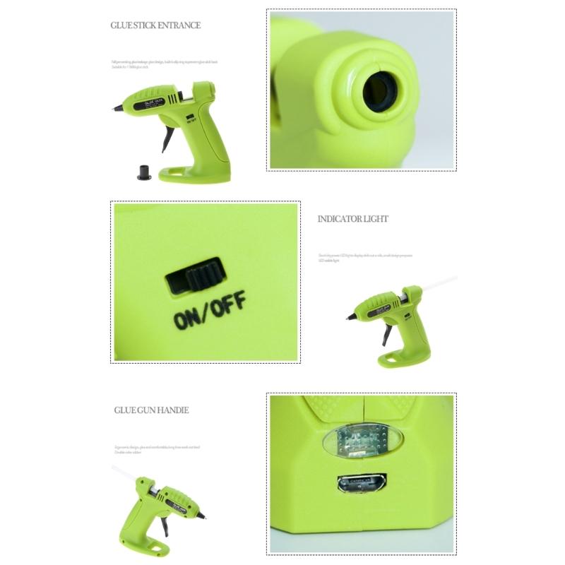 Pistolet do kleju na gorąco, bezprzewodowy pistolet do kleju, mini bezprzewodowy z 40 sztyftami kleju, 7 mm i 6 silikonowymi nakładkami na palce do szkoły, majsterkowania