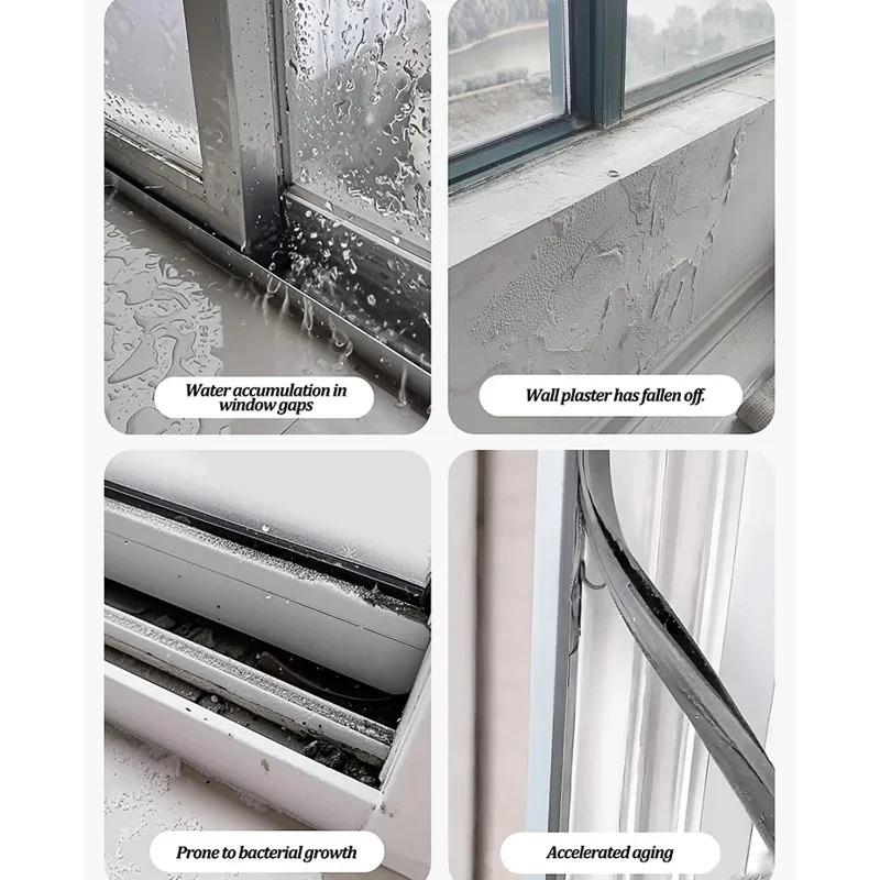 Home Window Water Blocking Bar Sliding Window Rain Weatherstrip Soft Rubber Water Rain Deflector Board Windproof Sealing Strip