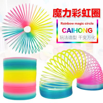 Großes Regenbogenring-Wurfspielzeug 9X8.7 Regenbogenring Kinder Frühlingsspule Spiel Magischer Hula-Hoop