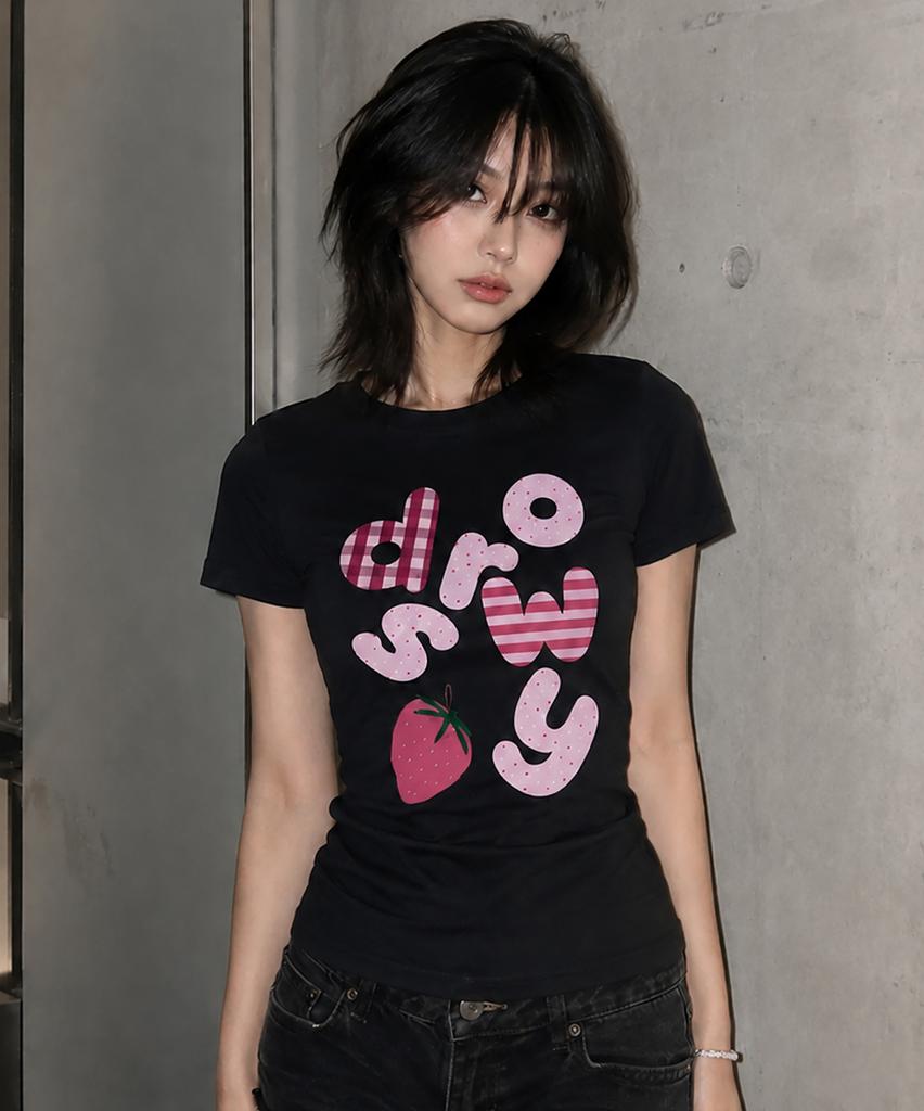 Deulousi Dw Pink Berry Slim Fit Short Sleeve T-Shirt 2 Colors