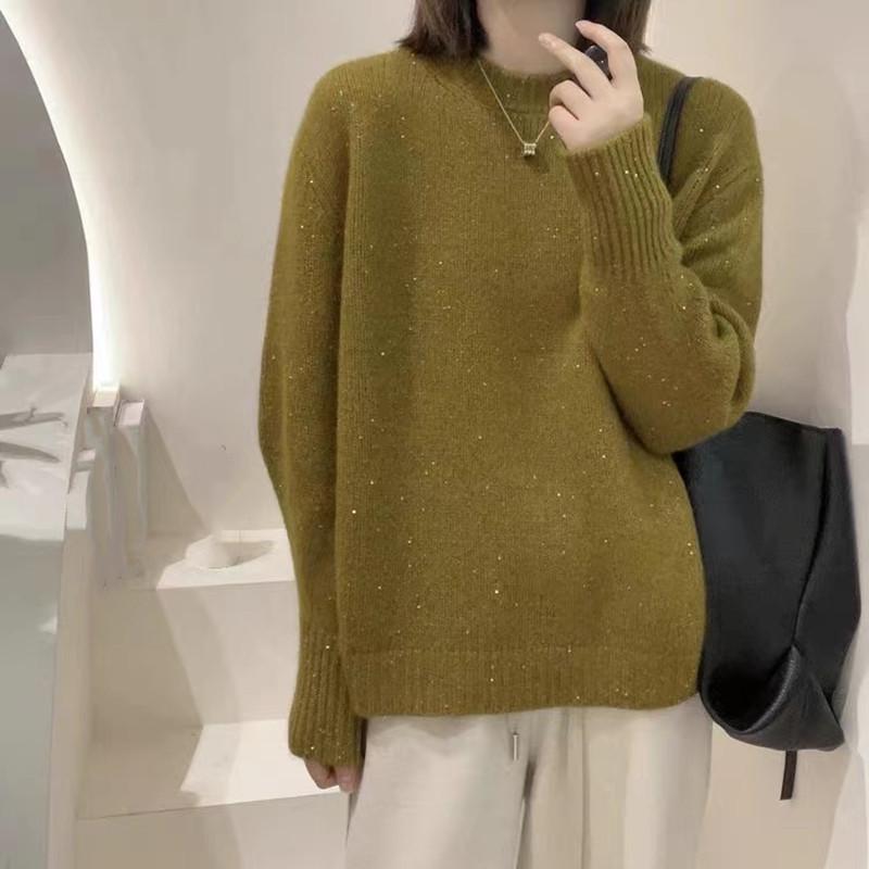 Women's Soft Knit Long-Sleeve Sweater: Fashionable, Versatile, Round Neck, Perfect for Autumn/Winter