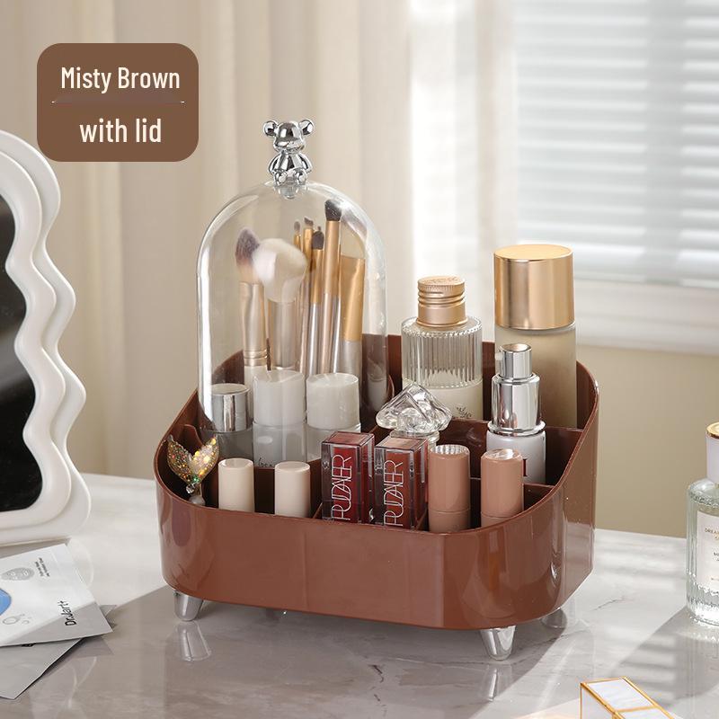 High-Value Multifunctional Desktop Vanity Organizer with Lid - Dustproof Cosmetics and Lipstick Storage Box.