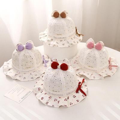 2026 Baby Girl Lace Mesh Bucket Hat - Spring/Summer Fisherman Style Sun Protection