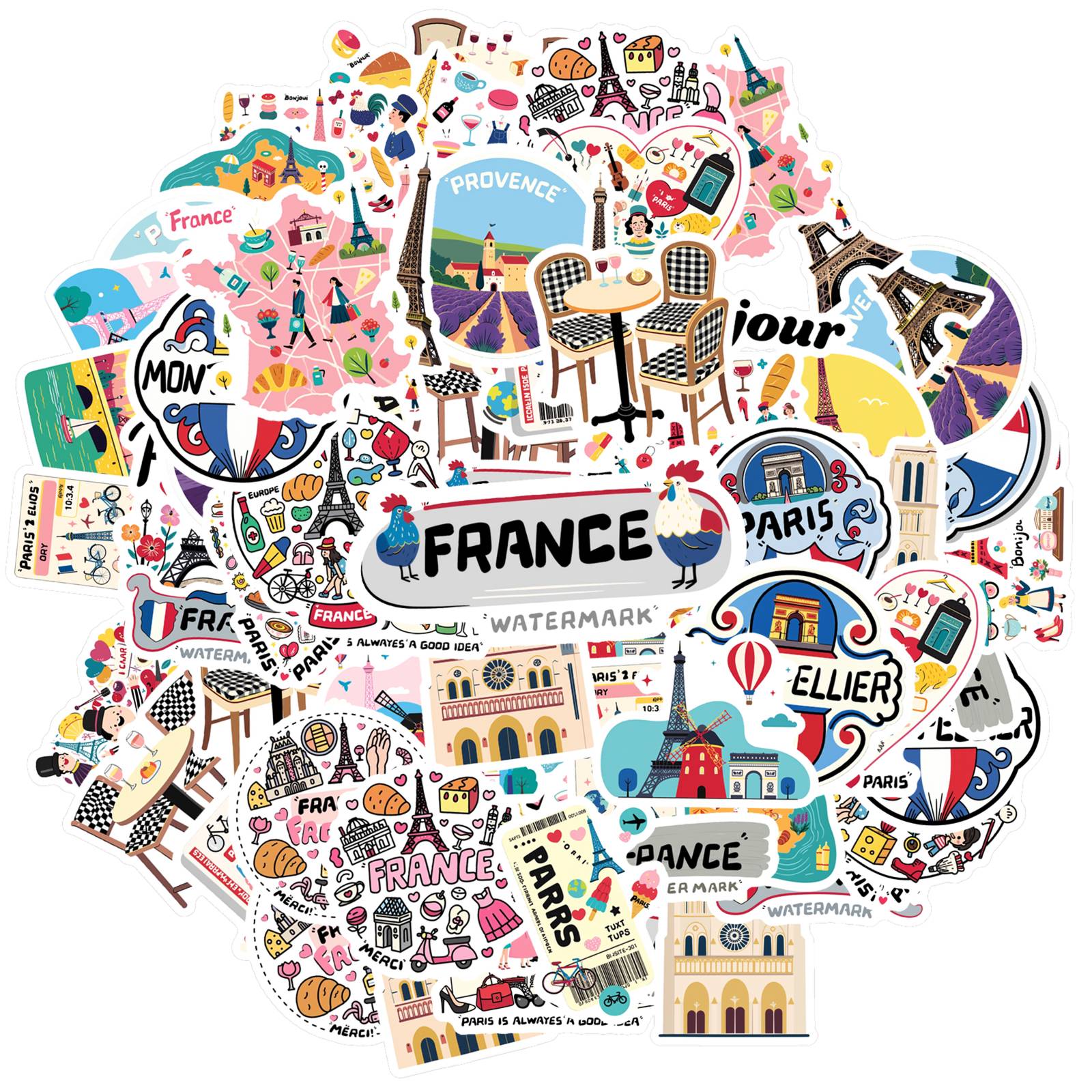 35pcs Cartoon French Landmarks Stickers Playful France Paris Stationery Stickers French Landmarks DIY Stickers For Notebook