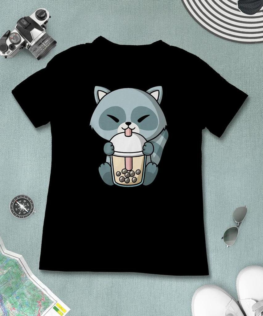 Boba Milk Tea Raccoon T-Shirt, Funny Boba Milk Tea Shirt, Bubble Tea T-Shirt, Kawaii Japanese Anime Gift