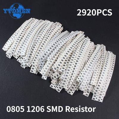 146 Werte * 20 Stück = 2920 Stück 0805 1206 Neues Chip-Widerstands-Sortiment-Kit 1R ~ 1M Ohm Muster-Kit, 5 % SMD-Widerstands-Sortiment