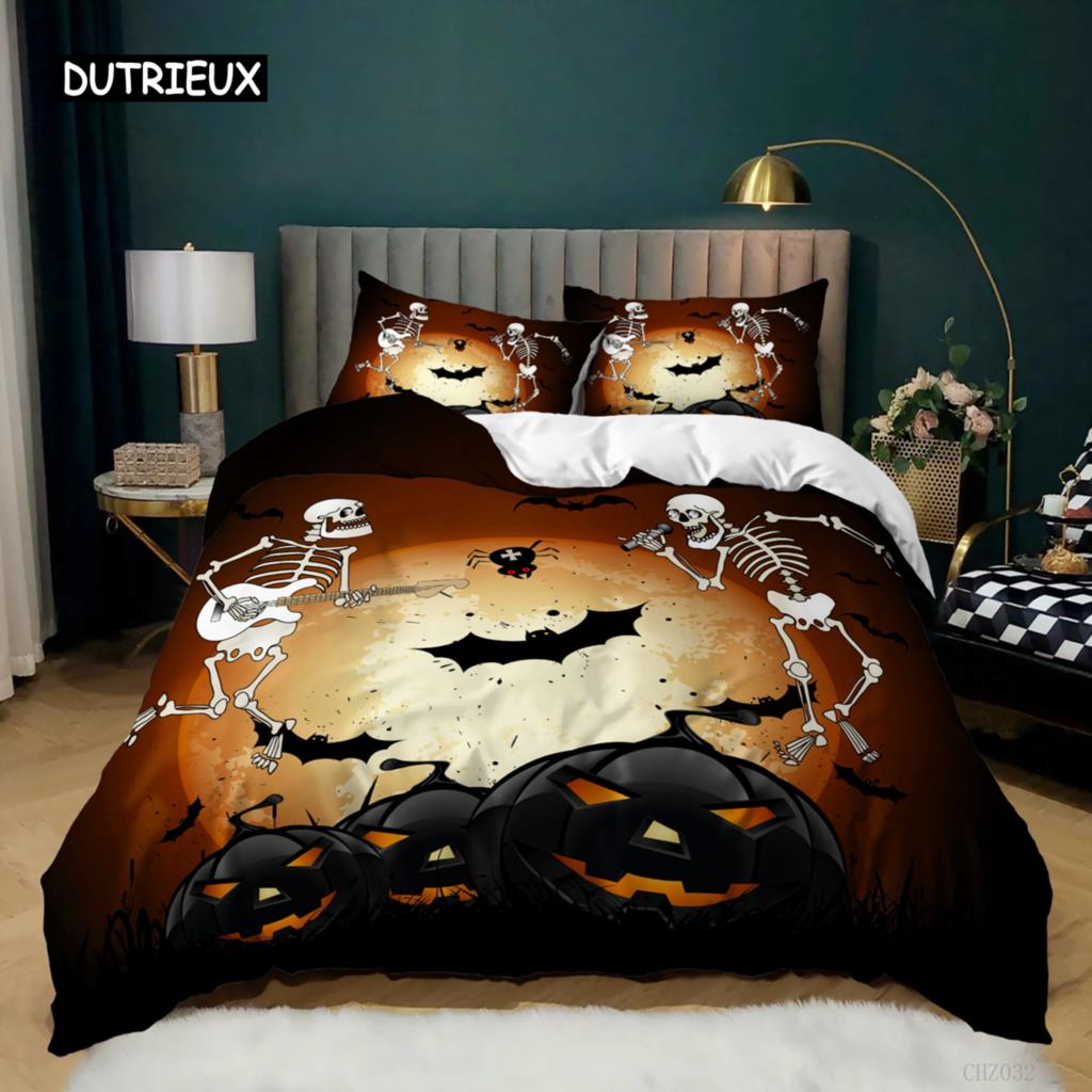 Halloween Duvet Cover Queen King Cartoon Pumpkin Comforter Cover Lantern Bedding Set MicrofiberGhost Quilt Cover for Boys Girls
