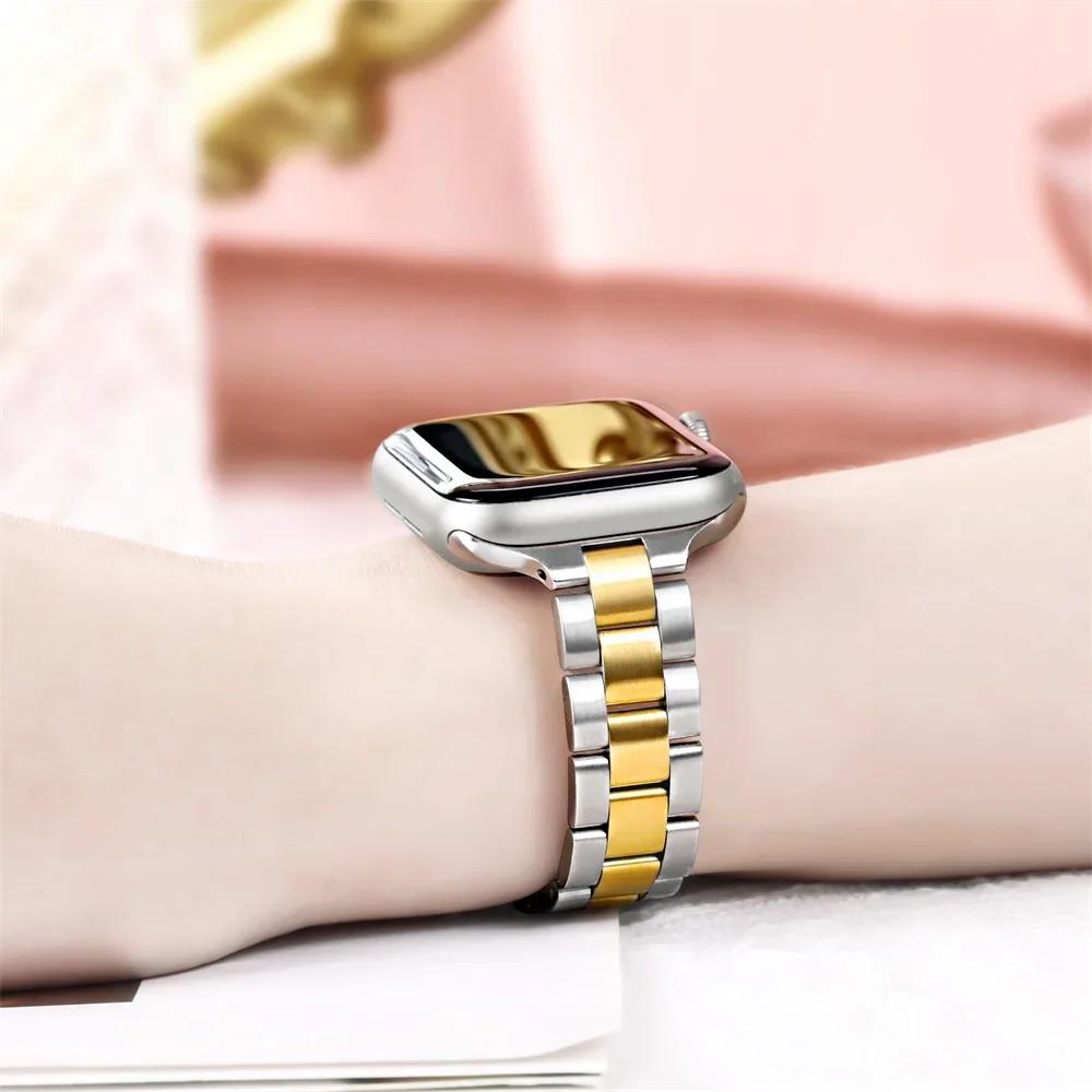 Strap for Apple Watch Band 46mm 45mm 44mm 49mm 40mm 41mm Metal Stainless Steel Bracelet IWatch Series 10 8 9 7 5 Se 6 4 Ultra 2