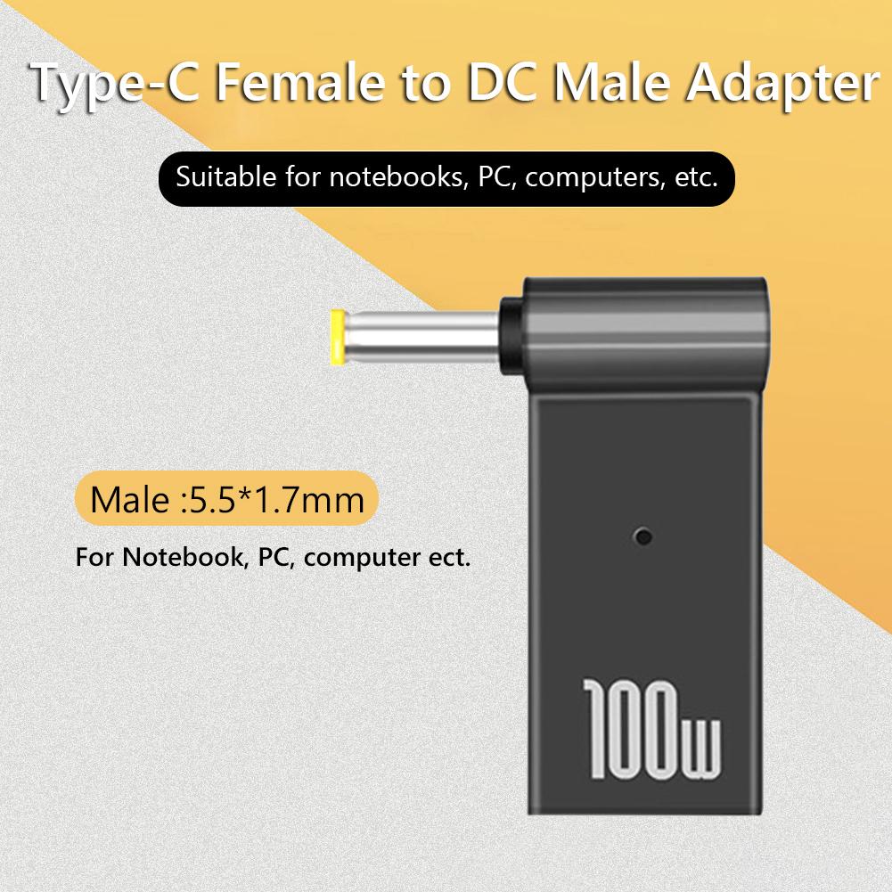 PD 100W PC Power Charger Supply Adapter Connector Female Type-C To DC Male Jack Plug Converter For Dell/HP/ASUS Laptops