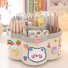 Large Capacity Rotating Storage Box Plastic Rotating Makeup Brush Cylinder  Desktop