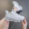 Malla Transpirable Alto en Plataforma Cordones Calzado Femenino Zapatos de Mujer Transparente Bajo Claro Blanco 39 Coreano 2025 Nuevo Urbano A En
