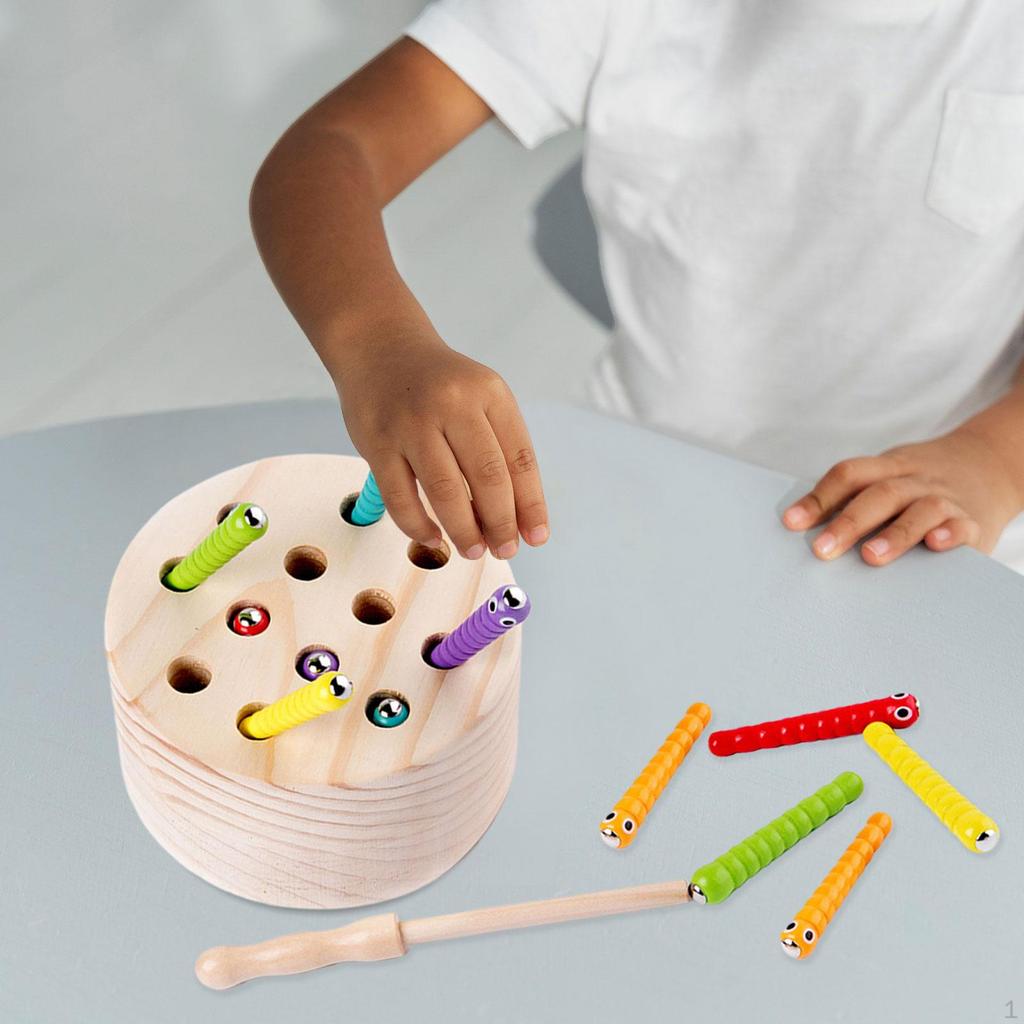 Magnetic Worm Catch Game Fine Motor Skills Color Cognitive