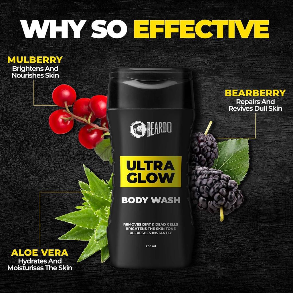 Beardo Alpha Glow Up Kit For Men Bodywash Face Serum Facewash Combo Hydrating Brightening Skincare Set Pack Of 1