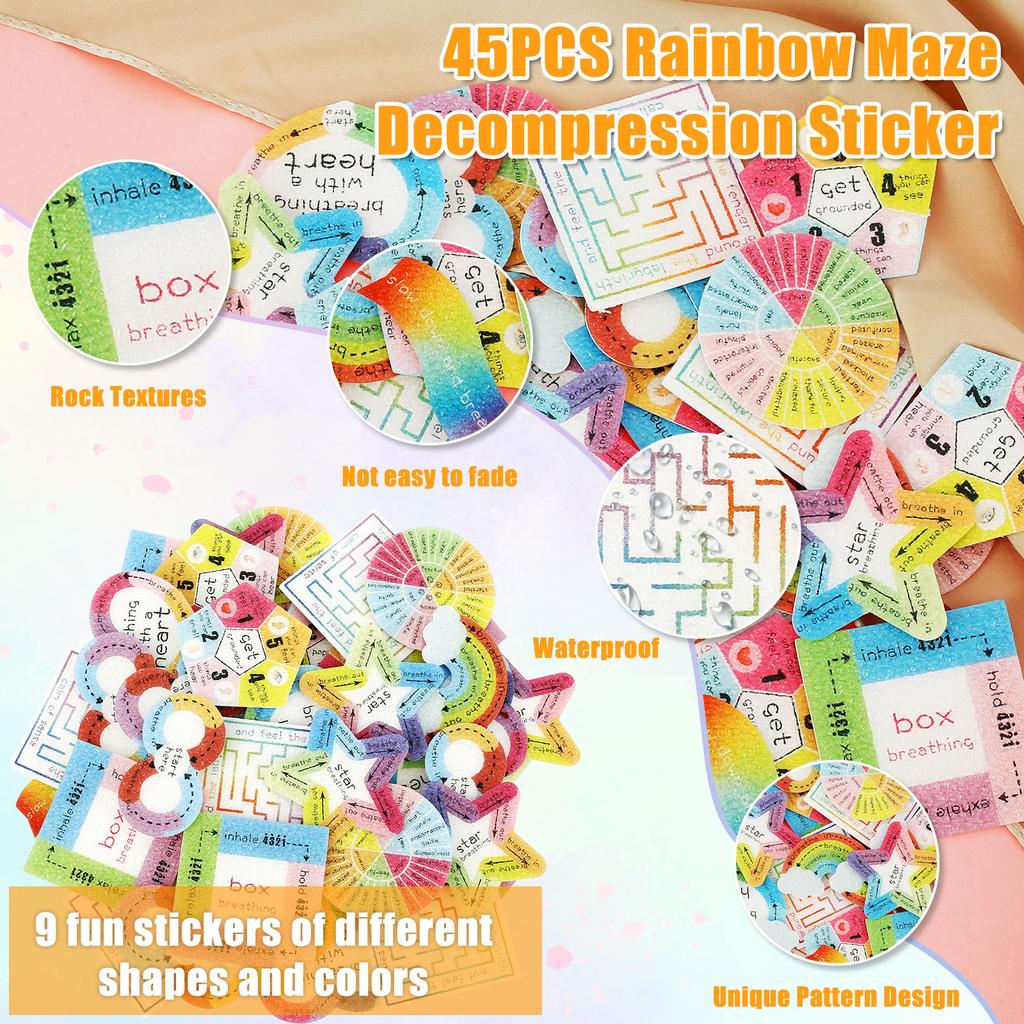 Anxiety Sensory Stickers Textured Calm Stickers Tactile Rough Textured Stickers for Relieve Adults Kids Teens Fidgets Stress