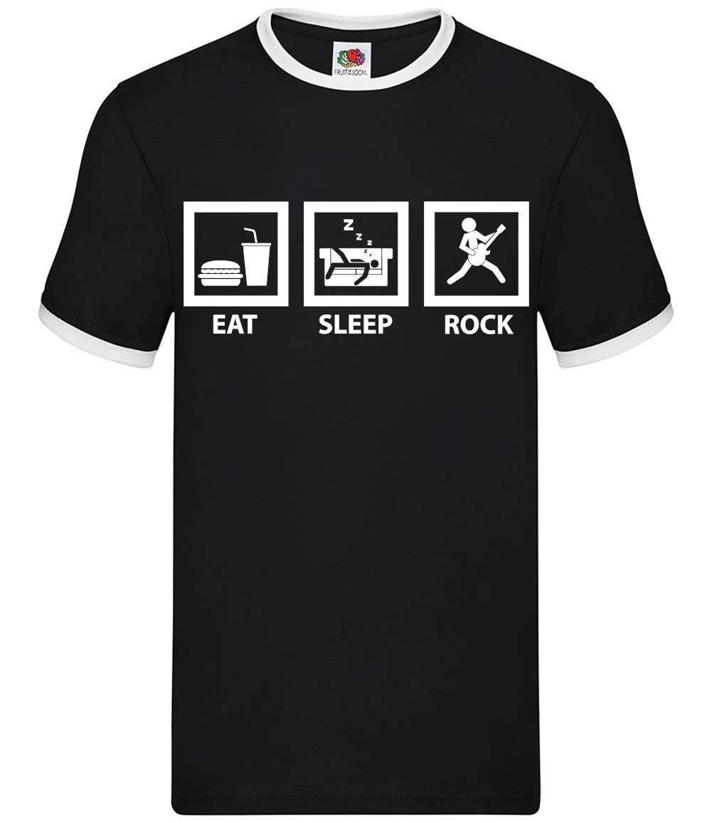 Eat Sleep Rock - Mens Ringer - Music Guitar Electric Bass Guitars Bass Amp XXXXL