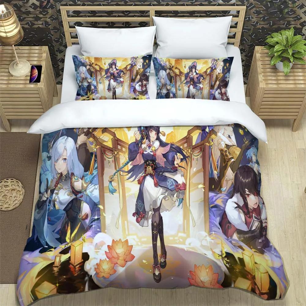 

Anime Genshin Impact Animation Cartoon Soft And Comfortable Bedding Set Luxury Quilt Cover Customizable Comforter Bedding Sets EU single(135x200cm)