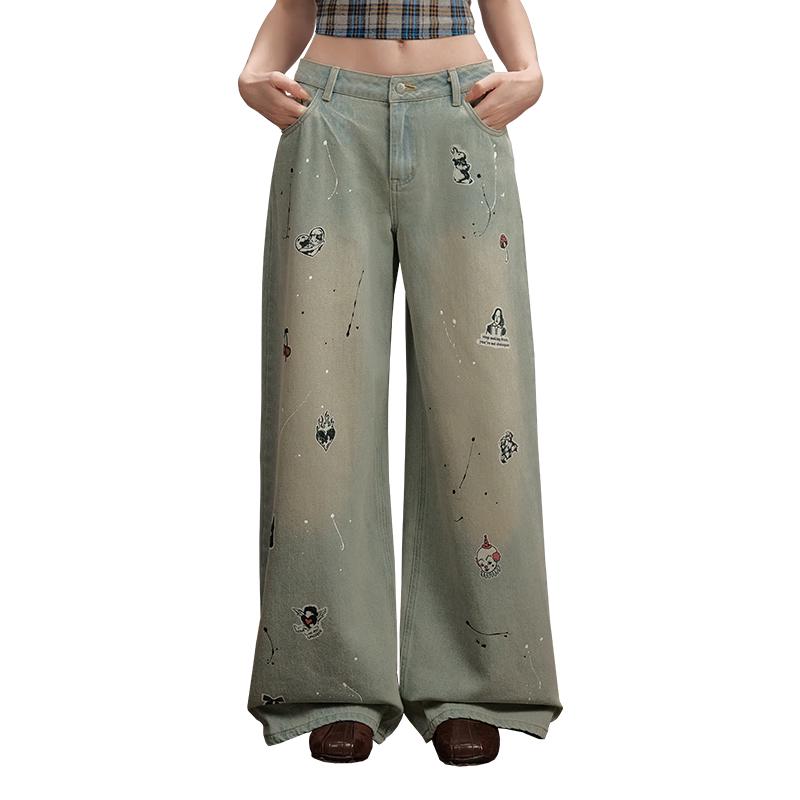 

UNIFREE Vintage Washed Loose Straight Jeans M