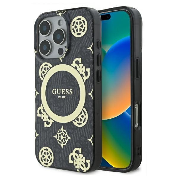 Guess Guhmp16Lh4Pyeek Iphone 16 Pro 6.3 Czarny/Black Hardcase Iml Peony On 4G Background Magsafe