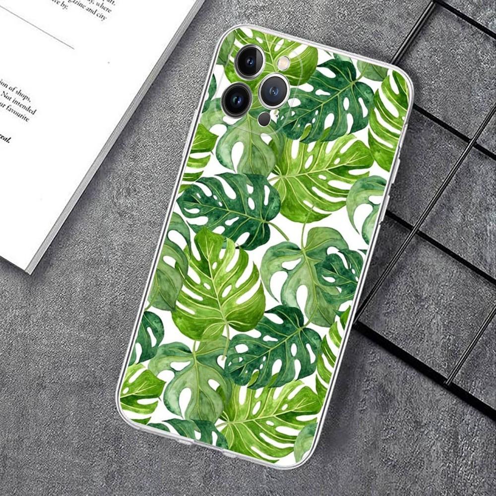 Leaves Monstera Green Phone Case For IPhone 14 11 12 13 Mini Pro XS Max Cover 6 7 8 Plus X XR SE 2020 Funda Shell