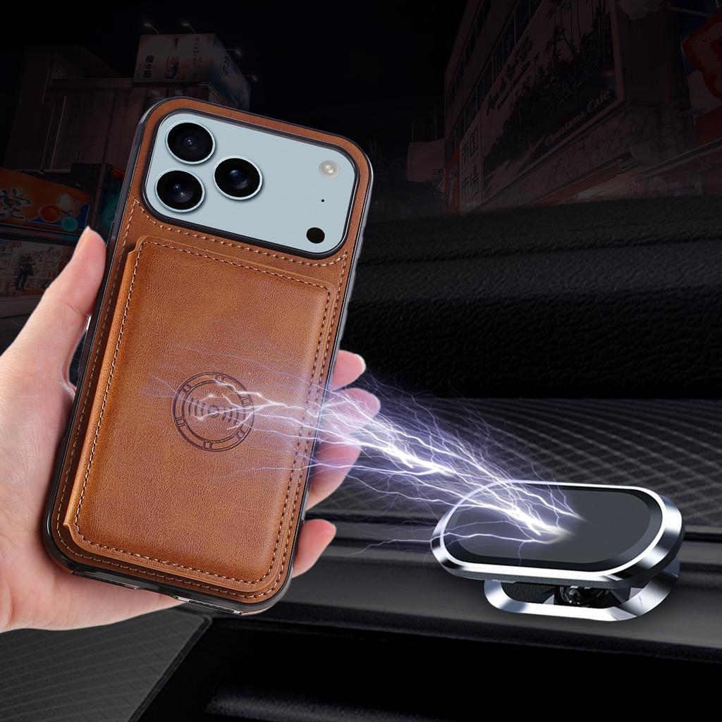 Business Magnetic Luxury Cards Solt Wallet Leather Phone Case For iPhone 17 Pro Max 16 Plus 15 Plus 14 13 12 11 Stand Bag Cover