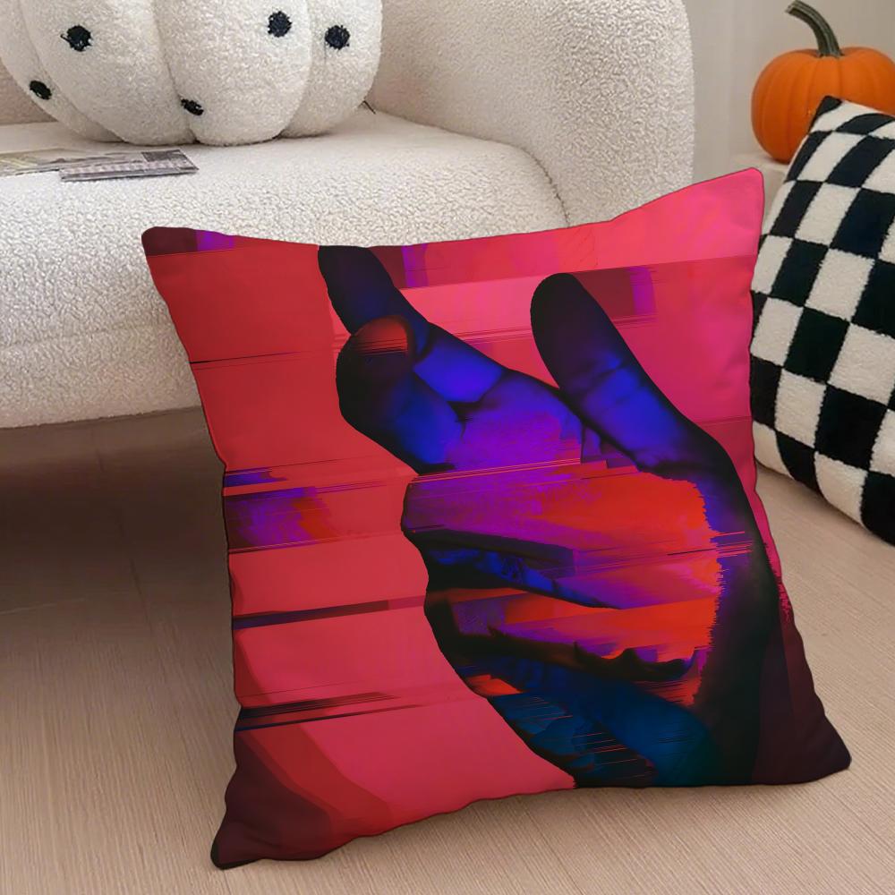 Moderne Elegante Cyberpunk Farbverlauf Ton Kissenbezug Leinen Kissenhülle Weich Atmungsaktiv Schutz Couch Zimmer Dekoration