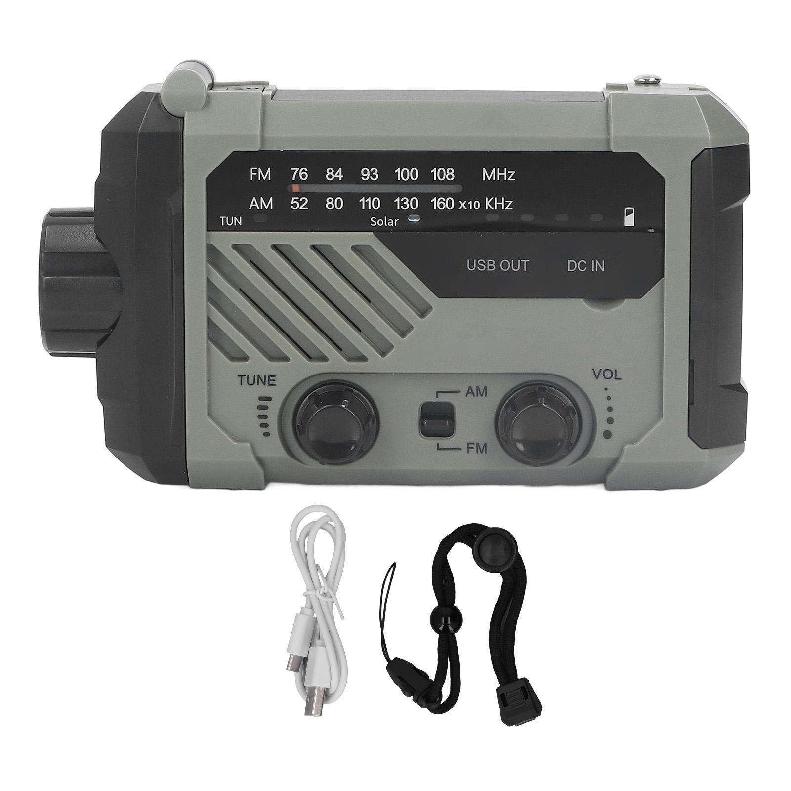 

Solar Hand Crank Radio Multifunction AM FM USB Rechargeable Power Bank Emergency Weather Radio with LED Flashlight