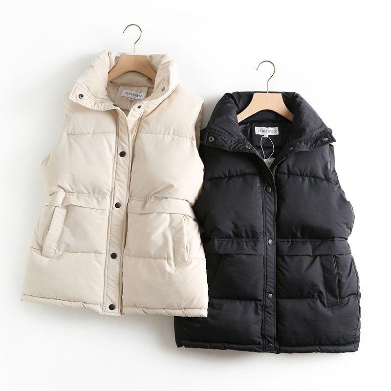 Autumn Winter New Elegant Cotton Warm Vest Female Students Streetwear Korean Loose Sleeveless Parkas Vest Women