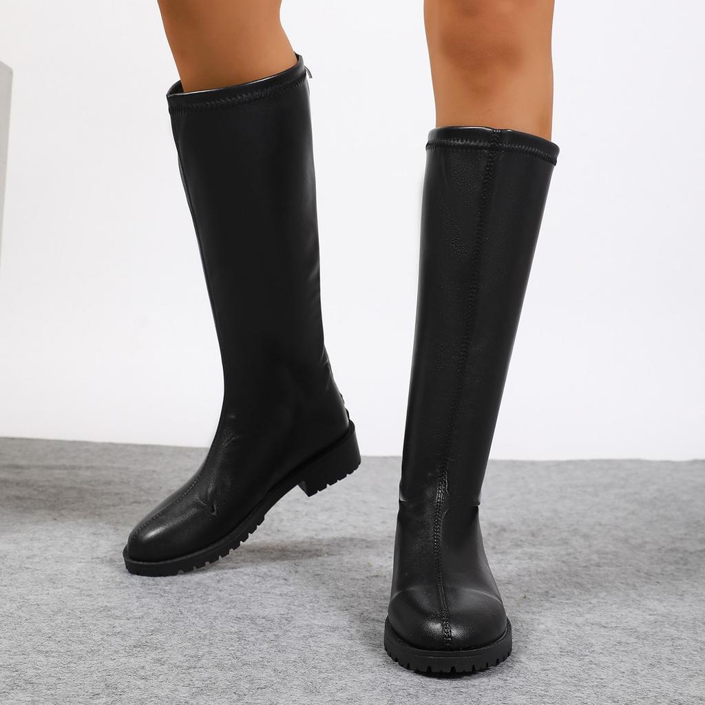 Square Toe But Knee Boots, Women's Autumn and Winter New Thick Legs, Slim Thick Heels, Skinny High Boots, Plush Knight Boots