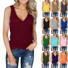 Women Sleeveless V Neck Button Front Tank Top Casual Lightweight Summer Blouse Soft Fabric Comfortable Fit