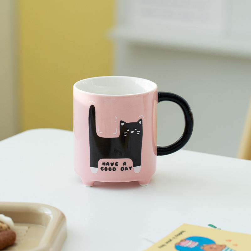 Cupa Ceramică Pisică Desene Animate Abstractă Cuplu Acasă Măgar pentru Lapte pentru Mic Dejun Birou Ceșcuță pentru Cafea pentru Ceaiul de După-Amiază