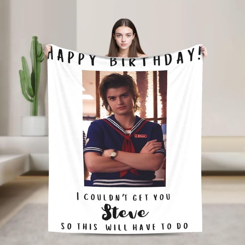 Steve Harrington Tv Series Blankets Warm Soft Funny Plush Throw Blanket For Chair Travel Office Flannel Bedspread Bed Cover
