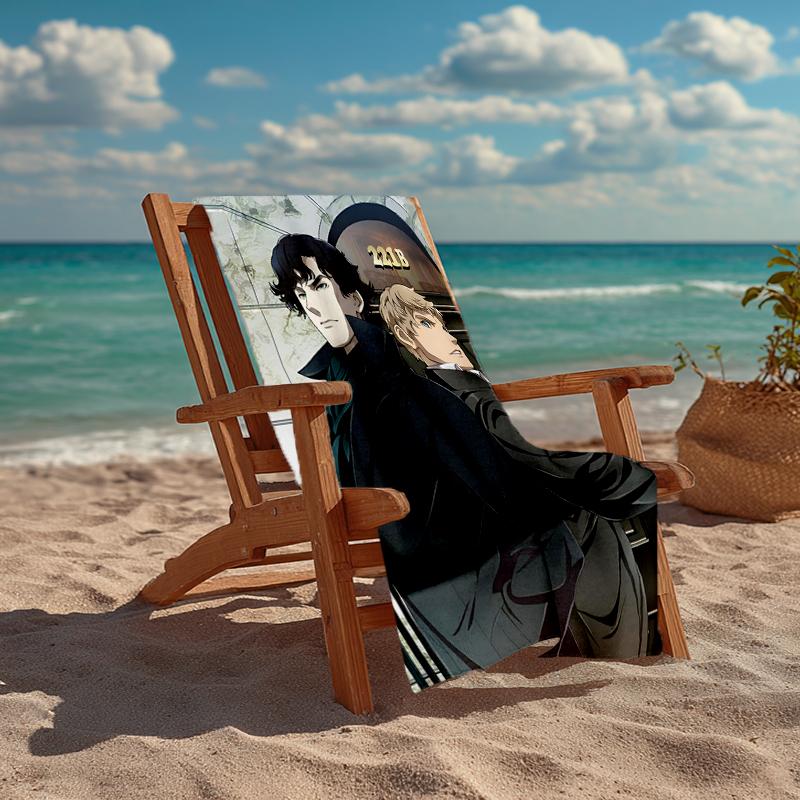 Ultra-Soft Beach Towel with Sherlock Theme,Ideal for Pool - Camping, Diving - Perfect Travel Essential, Vibrant Beach Towel.
