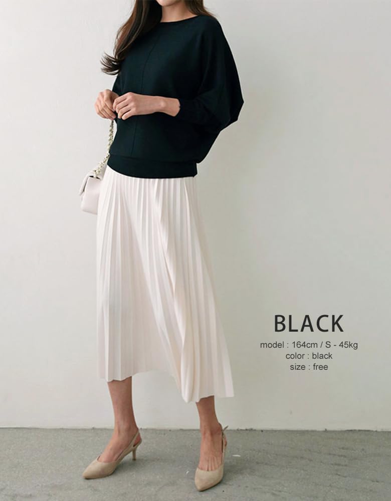 indicoco Knit Sweater with Dolman Loose Affordable Knit Dolman Perfect for and Winter Sleeves, Ribbed, Simple, Women's, Fit, Stylish, Top, Sleeves,