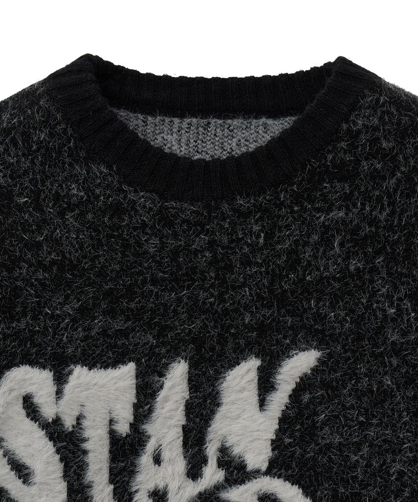 STANDARDERROR 87-Stan192 Pullover Brushed Lettering Jacquard Knit Black