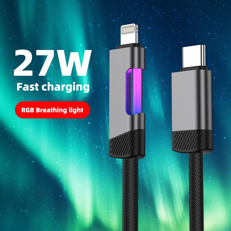 New Design Colorful Breathing Light Type-C Data Cable for & for with Data Transfer and Weave Jacket A-C